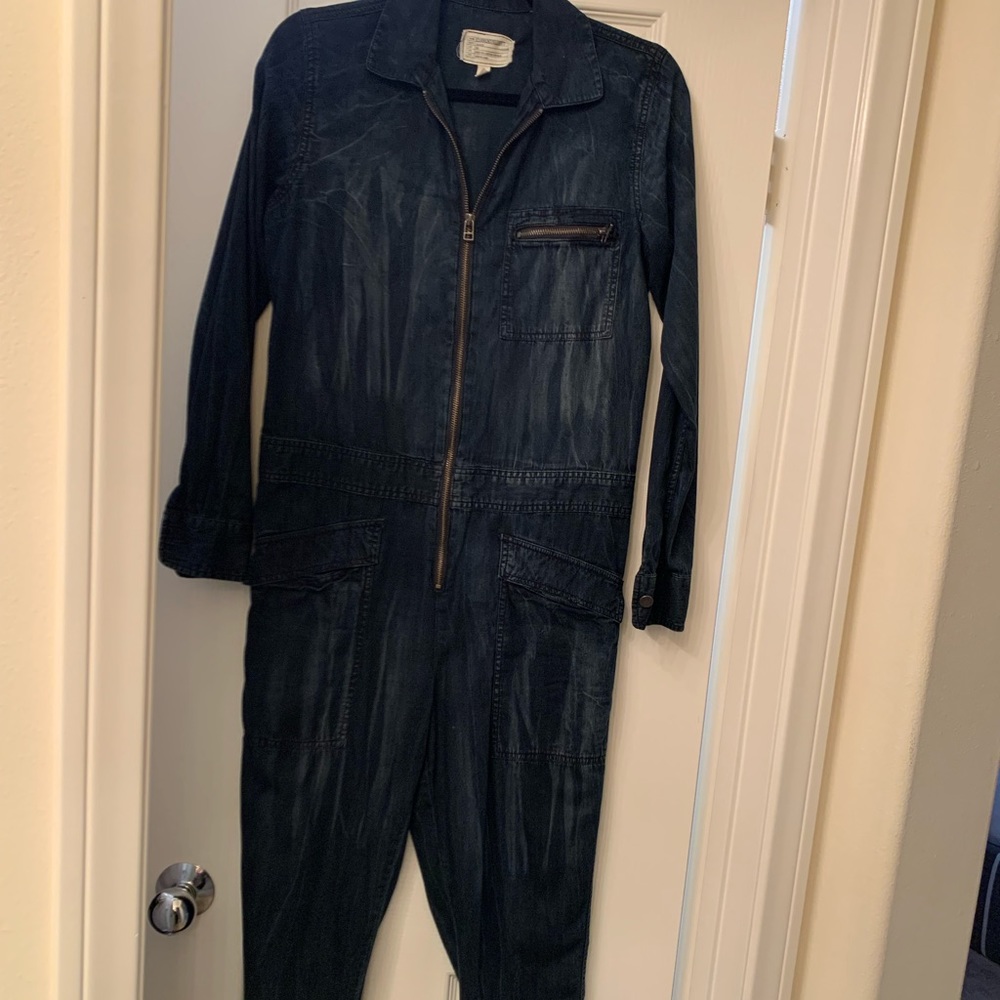 Current Elliot Denim Long Sleeve Zip-Up Jumpsuit Size 0
